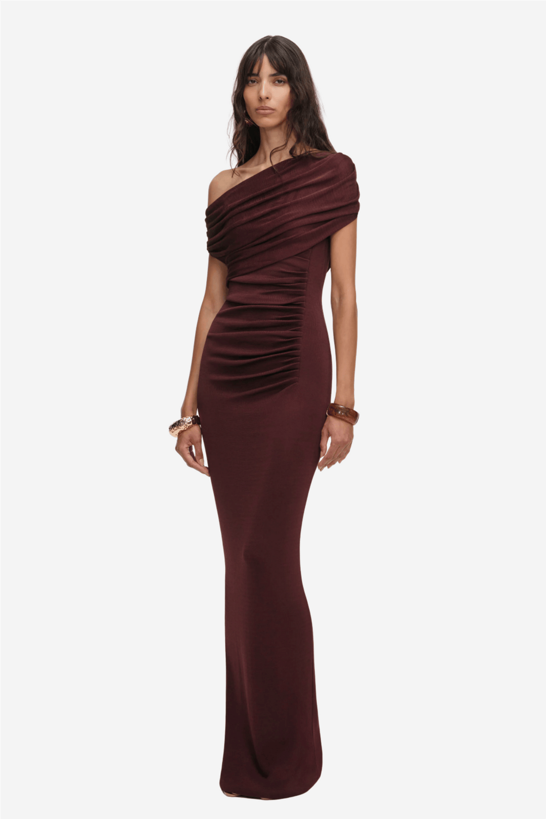 Self-Portrait Kjoler & jumpsuits Brown Draped Knit Midi Dress