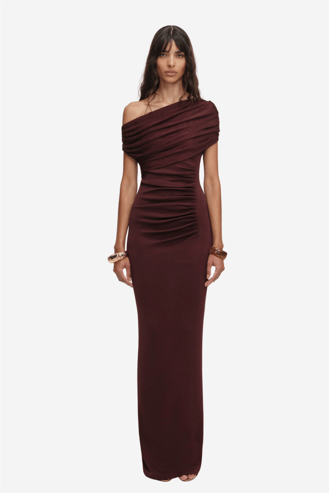 Self-Portrait Kjoler & jumpsuits Brown Draped Knit Midi Dress