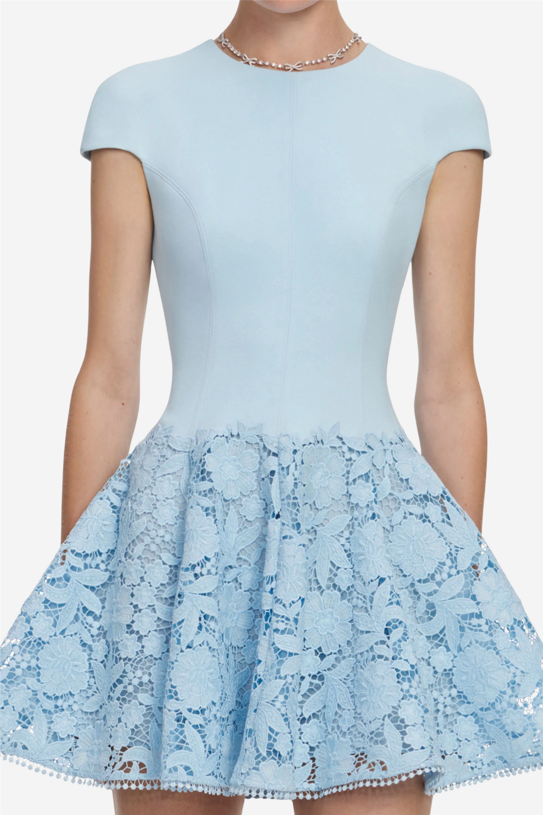 Self-Portrait Kjoler & jumpsuits Crepe Lace Mini Dress Blue