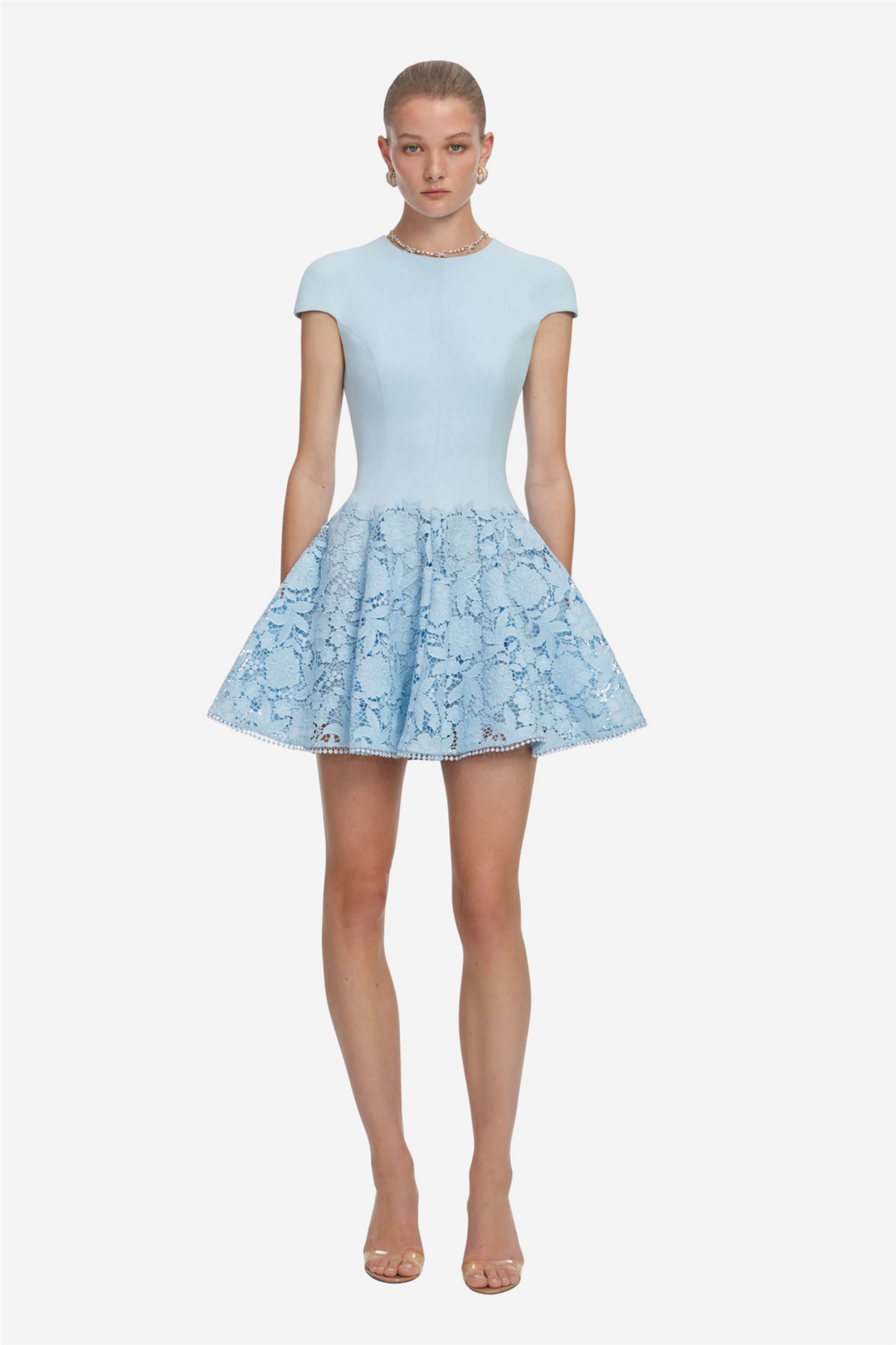 Self-Portrait Kjoler & jumpsuits Crepe Lace Mini Dress Blue