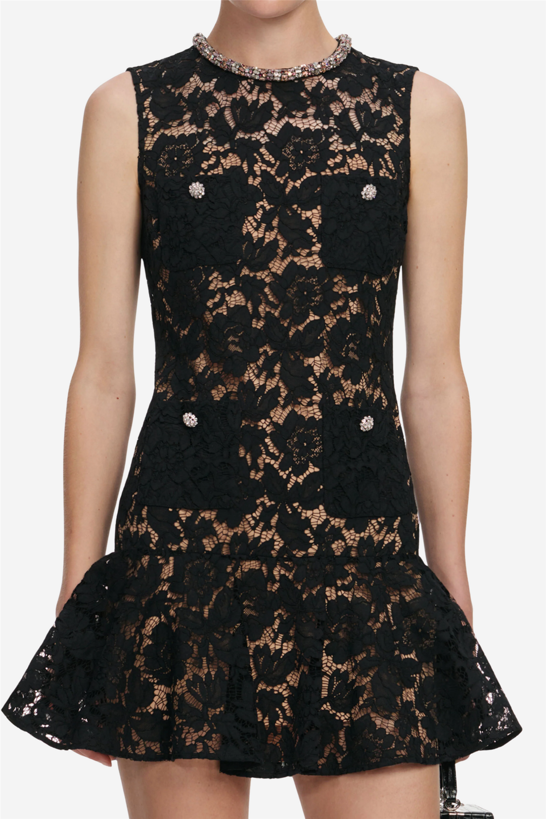 Self-Portrait Kjoler & jumpsuits Lace Crystal Mini Dress Black