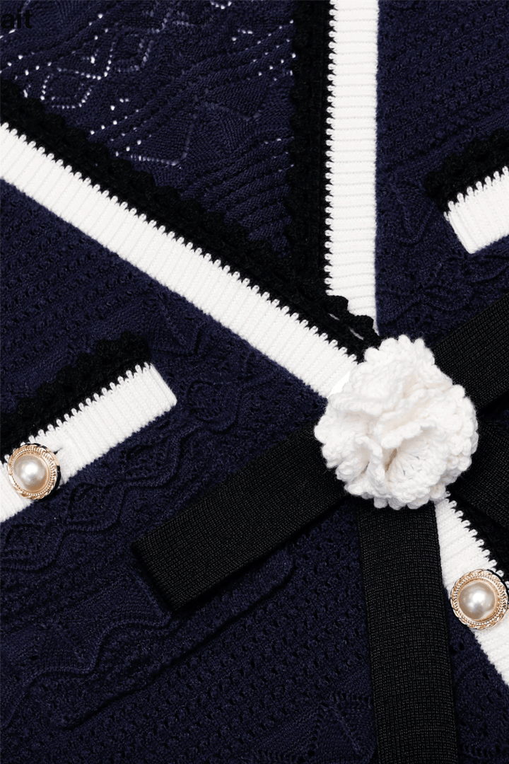 Self-Portrait Kjoler & jumpsuits Peplum Pointelle Knit Mini Dress Navy
