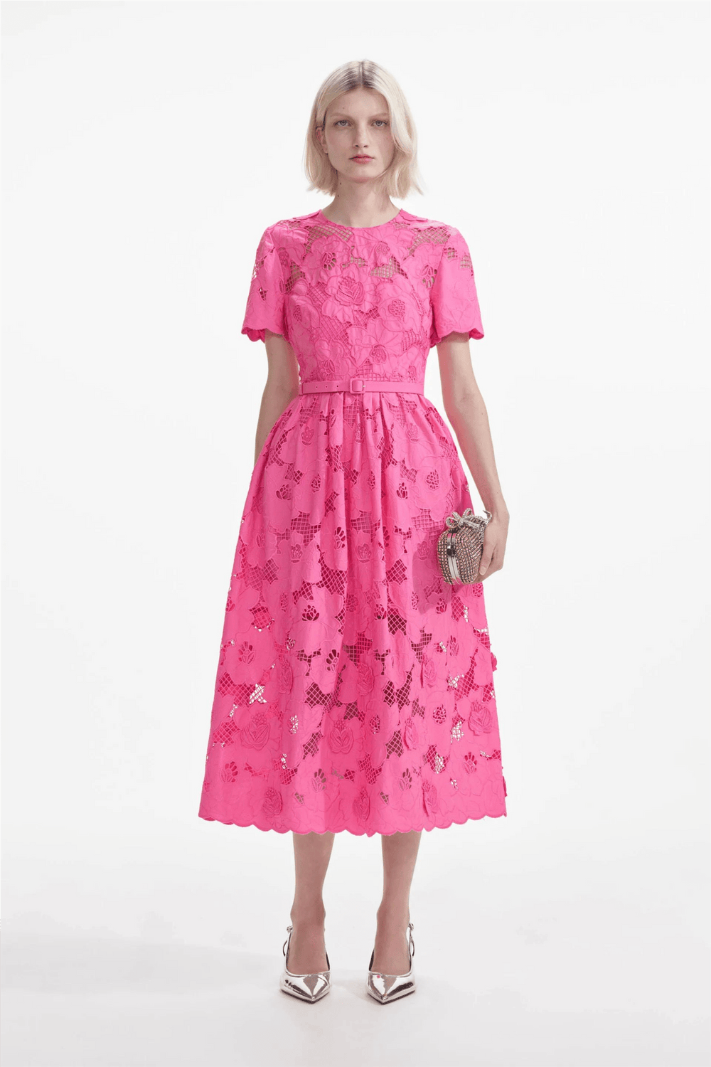 Self Portrait Kjoler & jumpsuits Pink Cotton Lace Midi Dress