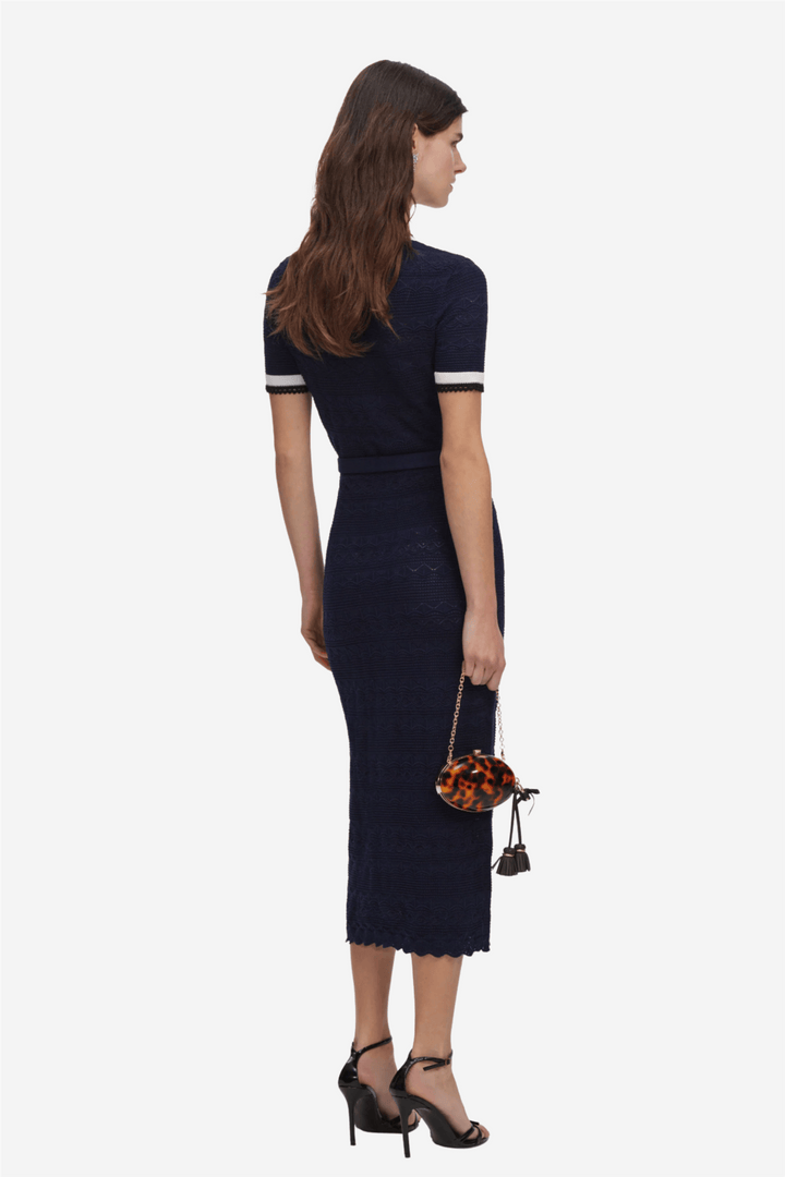 Self-Portrait Kjoler & jumpsuits Pointelle Knit Midi Dress Navy