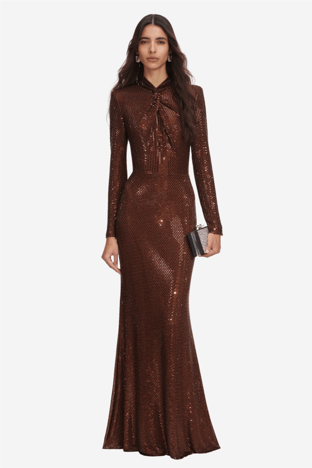 Self-Portrait Kjoler & jumpsuits Rhinestone Maxi Dress Brown