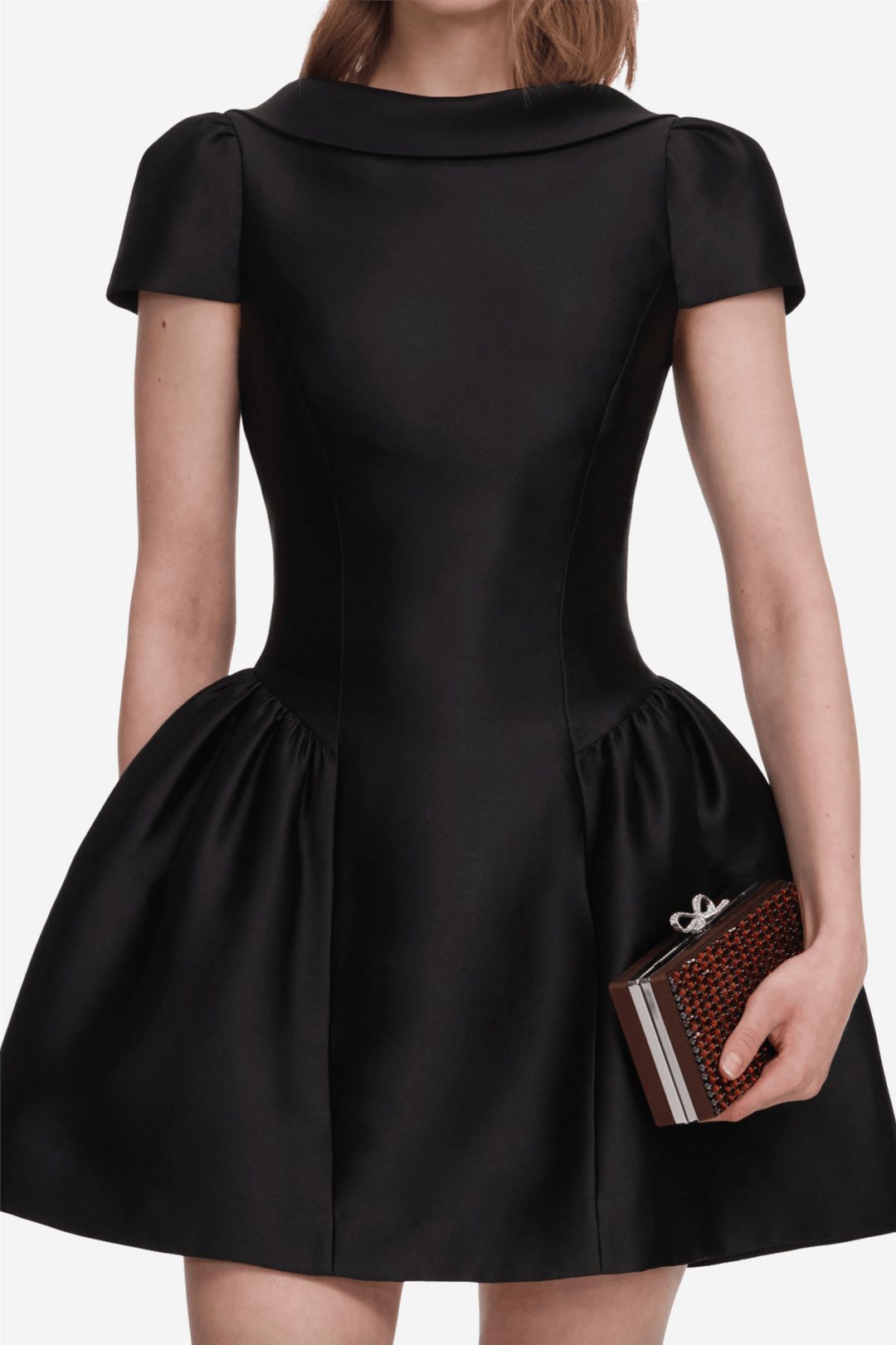 Self-Portrait Kjoler & jumpsuits Taffeta Collared Mini Dress Black