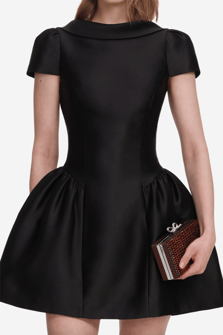 Self-Portrait Kjoler & jumpsuits Taffeta Collared Mini Dress Black