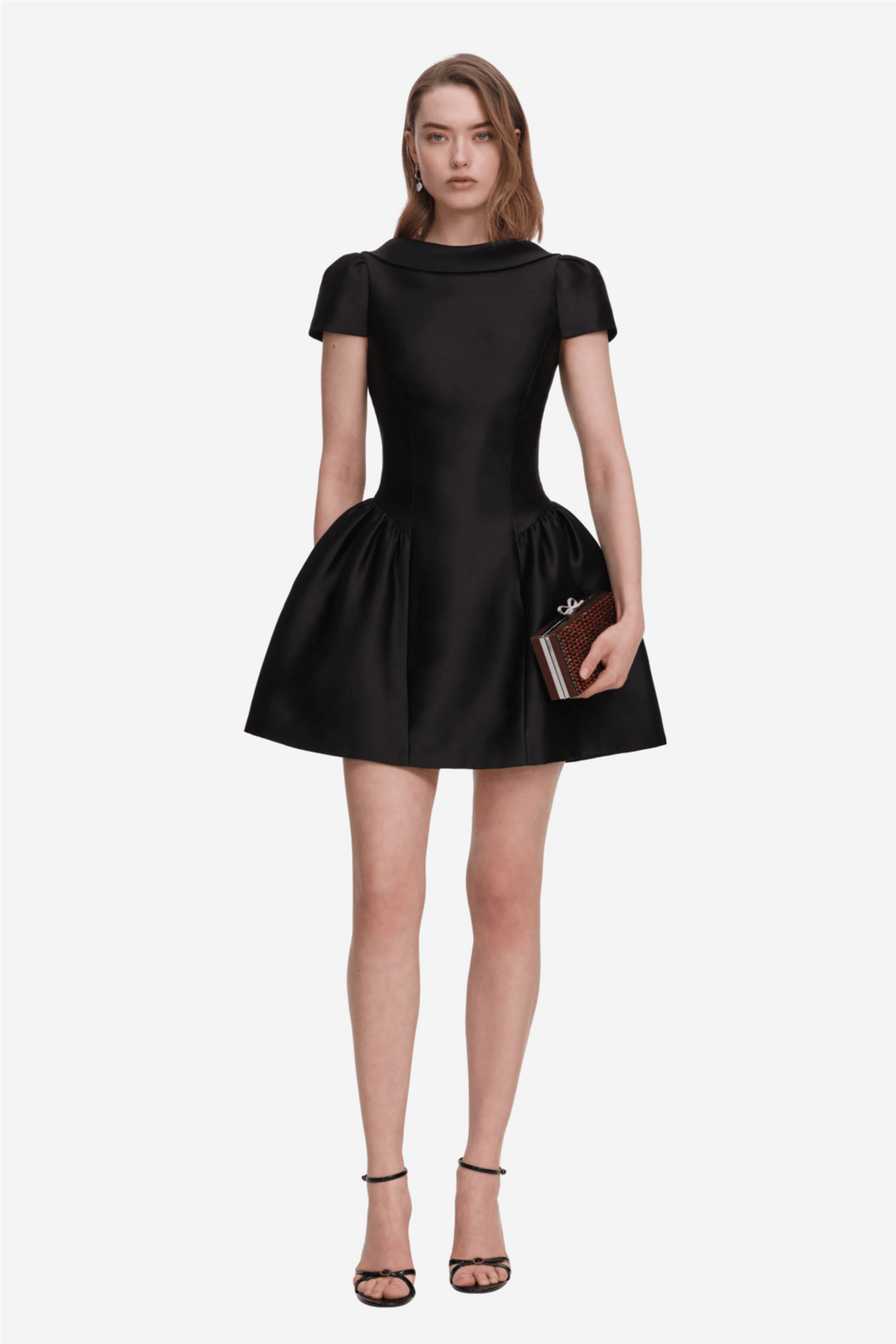 Self-Portrait Kjoler & jumpsuits Taffeta Collared Mini Dress Black