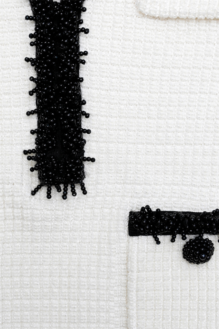 Self-Portrait Kjoler & jumpsuits White Pearl Trim Knit Mini Dress