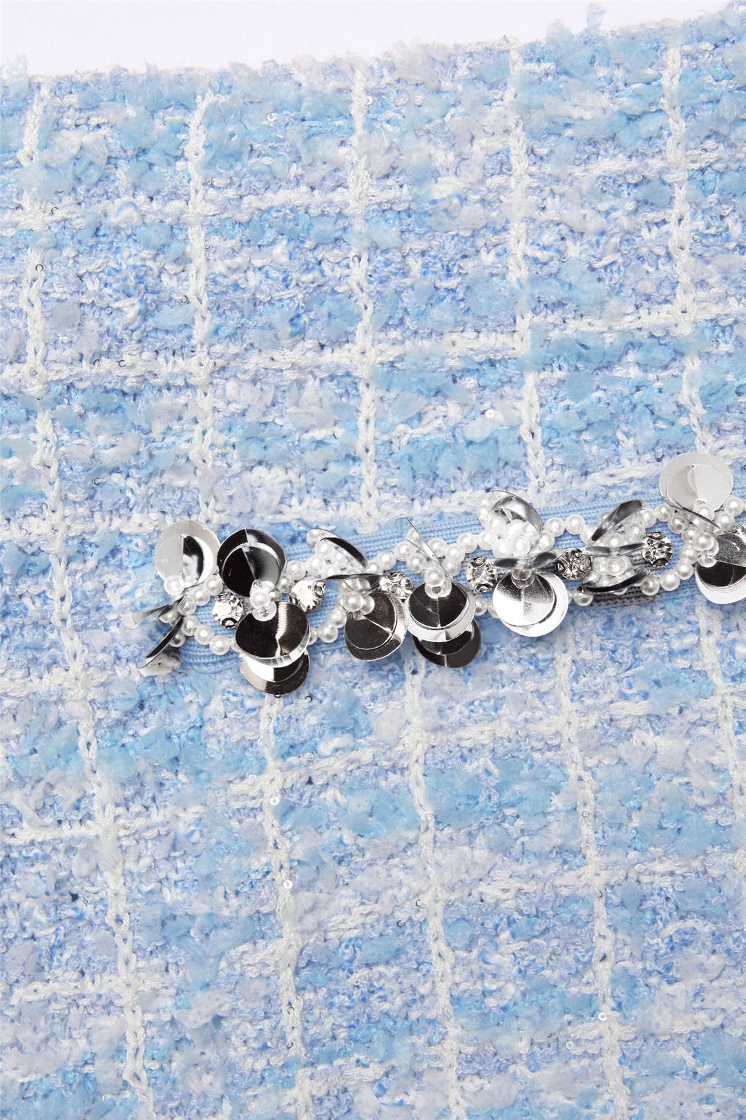 Self-Portrait Skjørt Blue Check Knit Mini Skirt