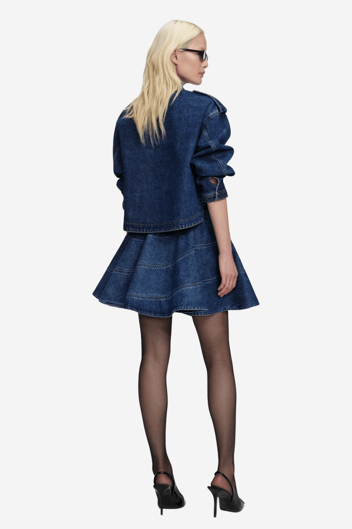 Self-Portrait Skjørt Flared Denim Mini Skirt