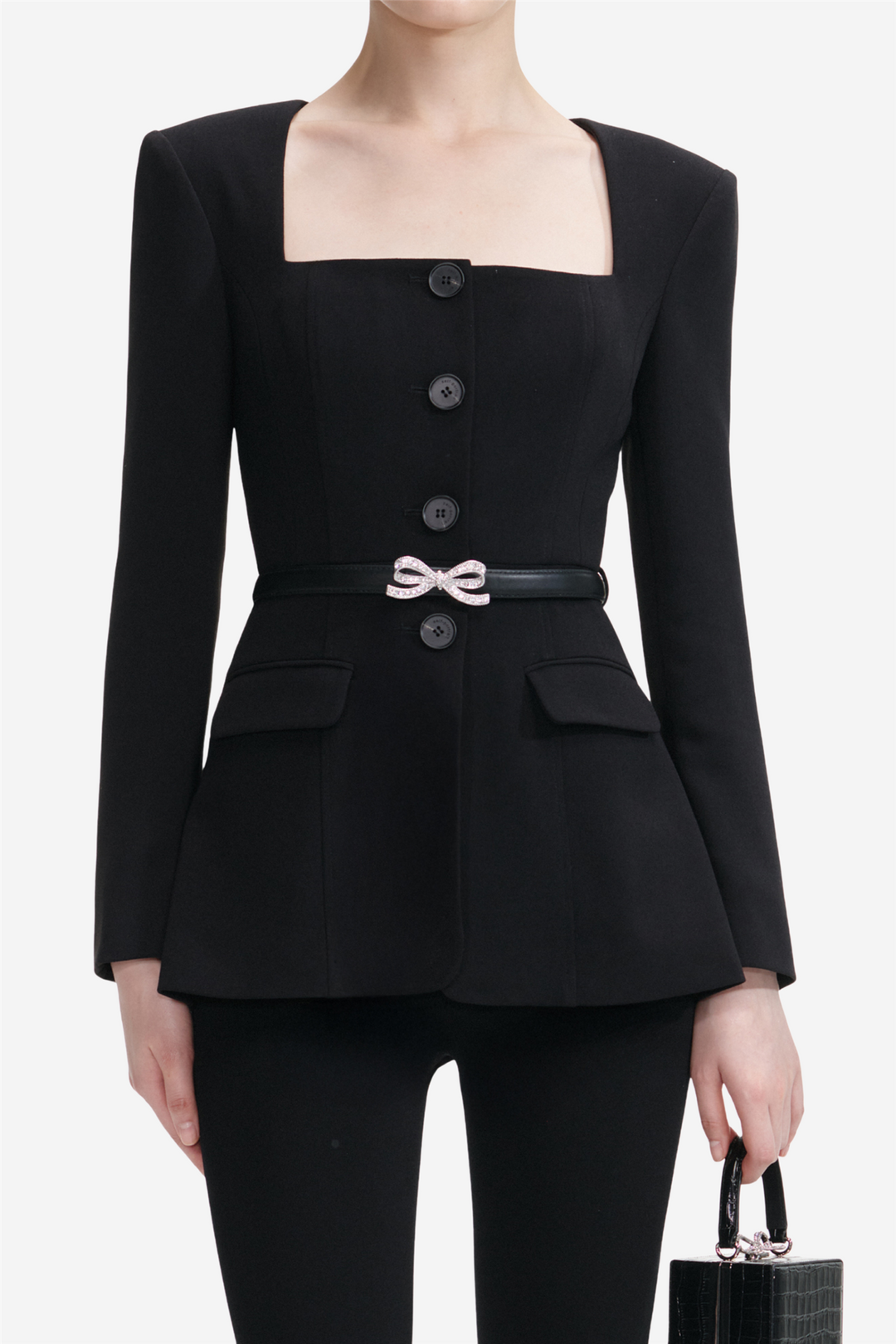 Self-Portrait Topper & t-skjorter Crepe Tailored Top Black