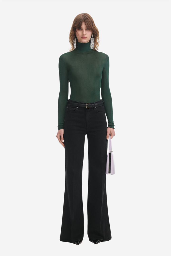 Self-Portrait Topper & t-skjorter Green Viscose Knit Top