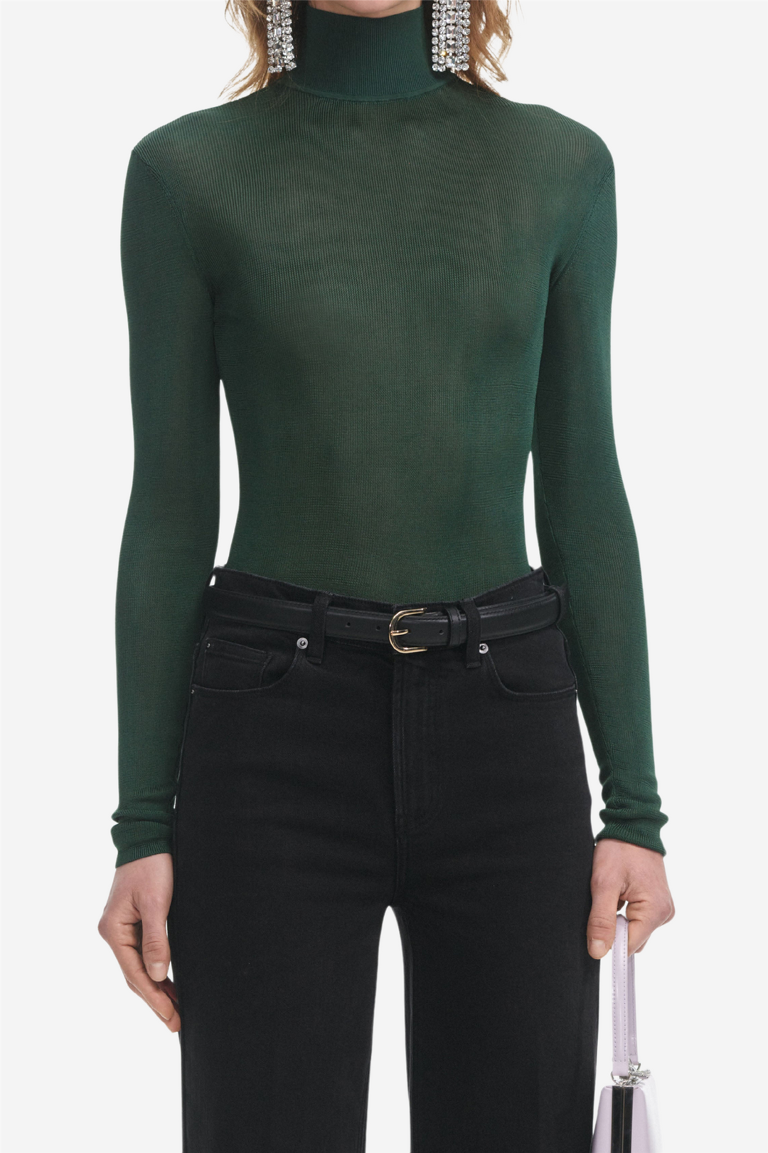 Self-Portrait Topper & t-skjorter Green Viscose Knit Top