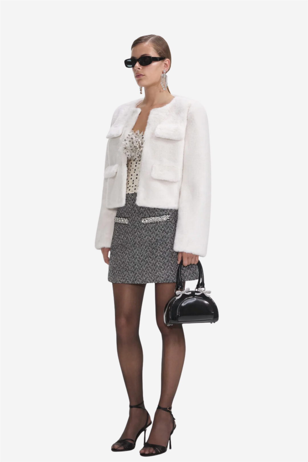 Self-Portrait Yttertøy Cream Faux Fur Jacket