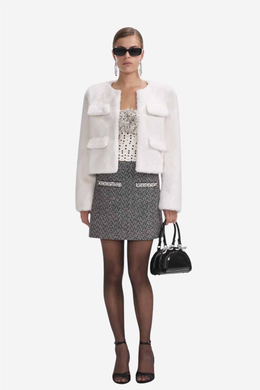 Self-Portrait Yttertøy Cream Faux Fur Jacket