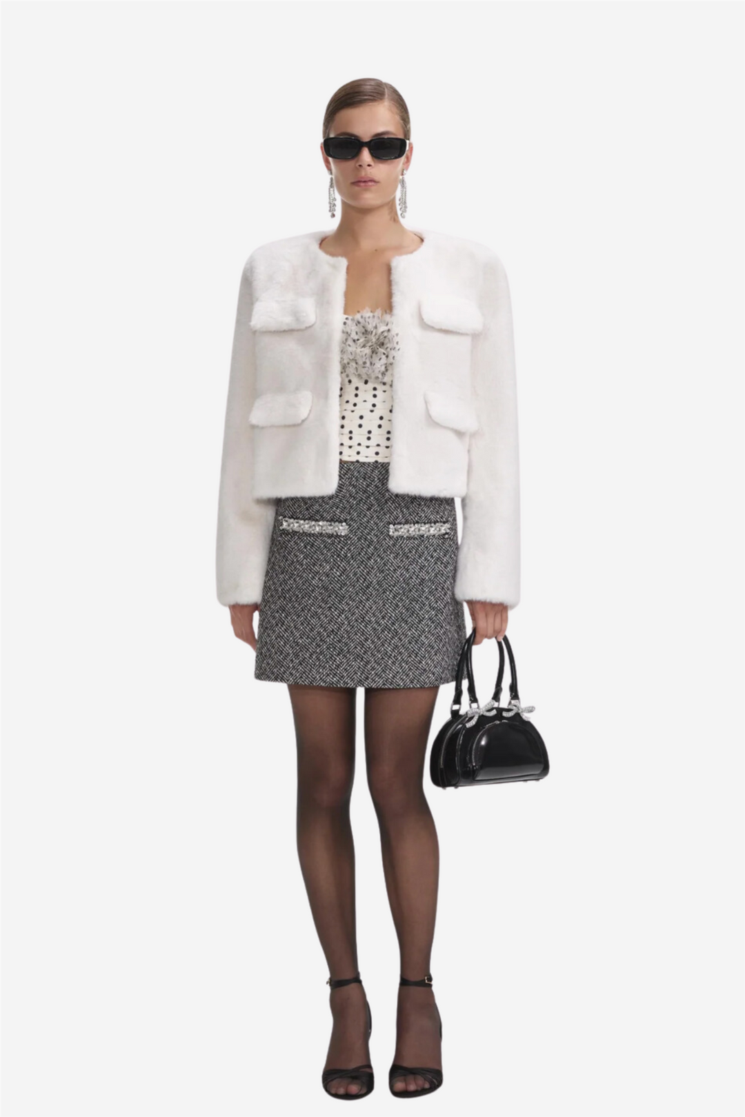 Self-Portrait Yttertøy Cream Faux Fur Jacket