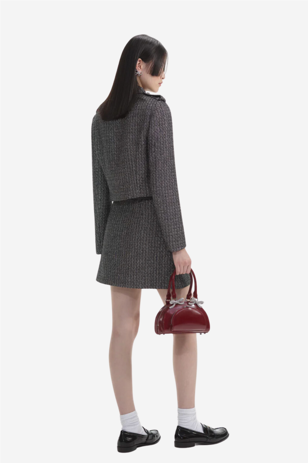 Self-Portrait Yttertøy Metallic Boucle Jacket Black