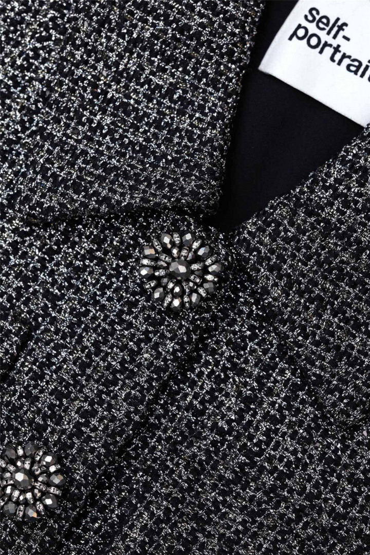 Self-Portrait Yttertøy Metallic Boucle Jacket Black