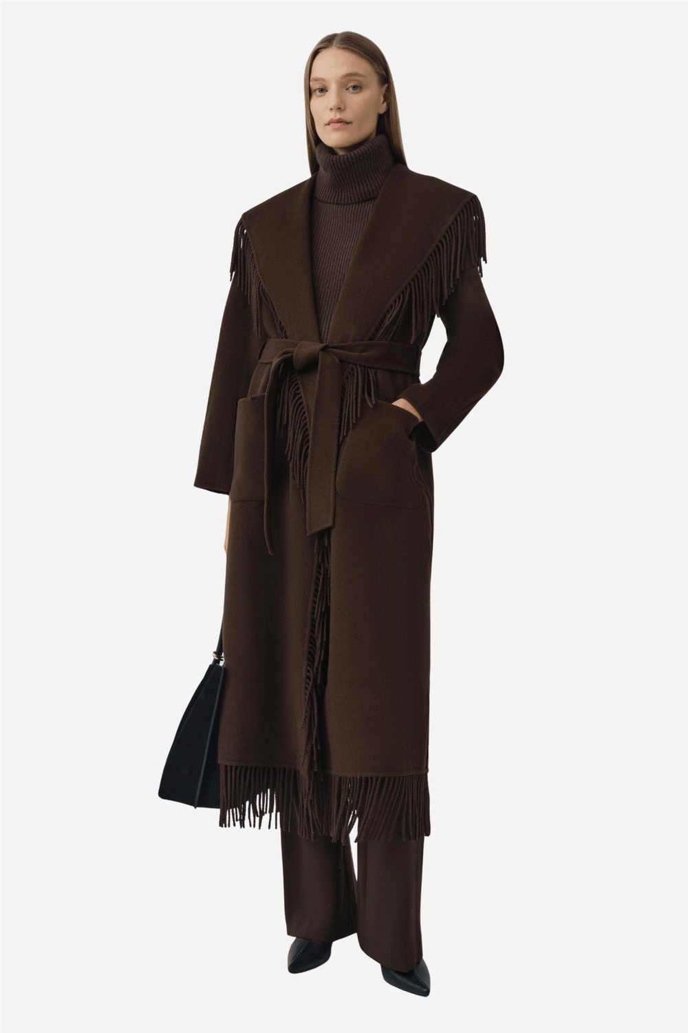Simkhai Yttertøy Carrie Fringe Robe Coat Choco Late
