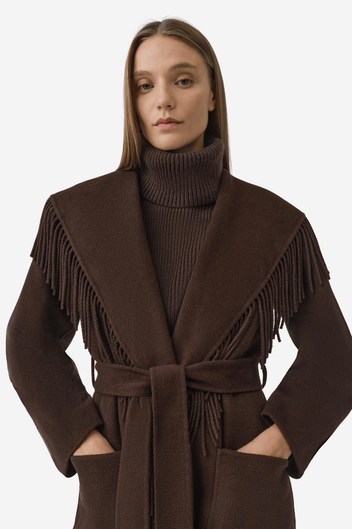 Simkhai Yttertøy Carrie Fringe Robe Coat Choco Late
