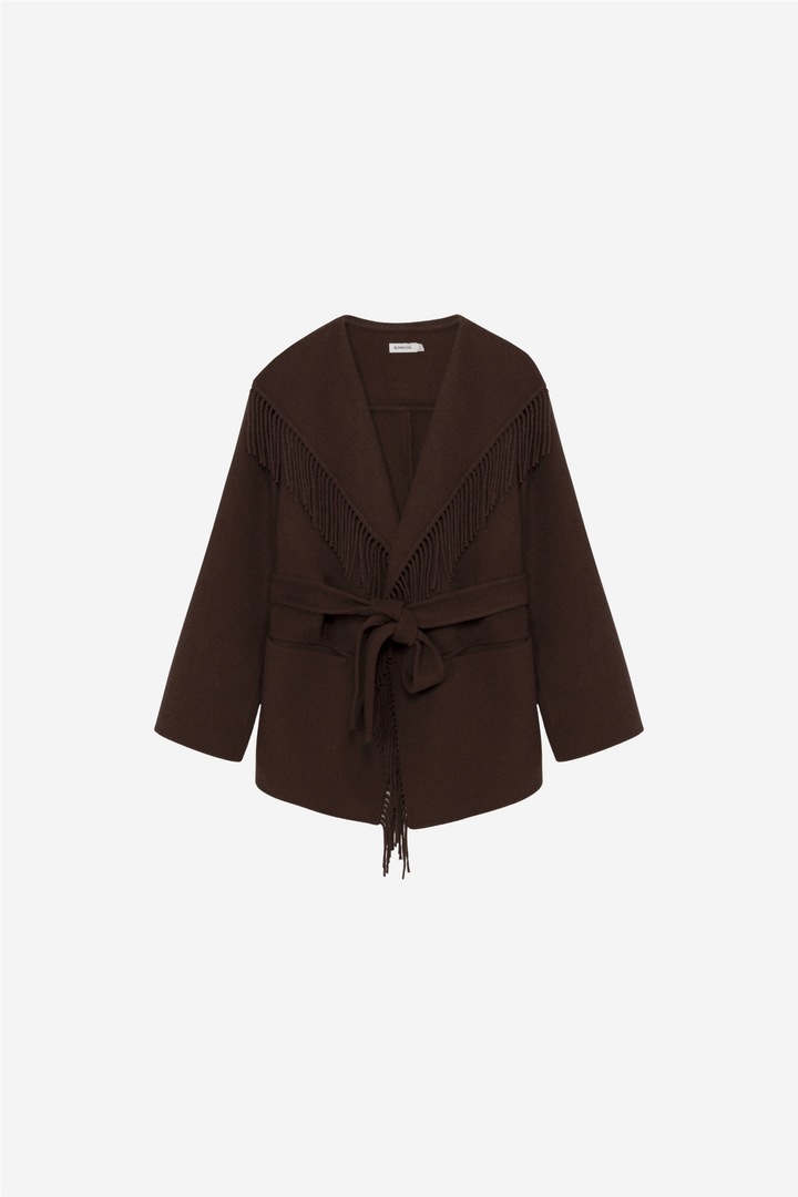 Simkhai Yttertøy Rowen Fringe Jacket Choco Late