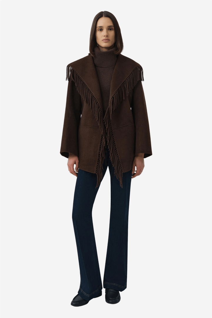 Simkhai Yttertøy Rowen Fringe Jacket Choco Late