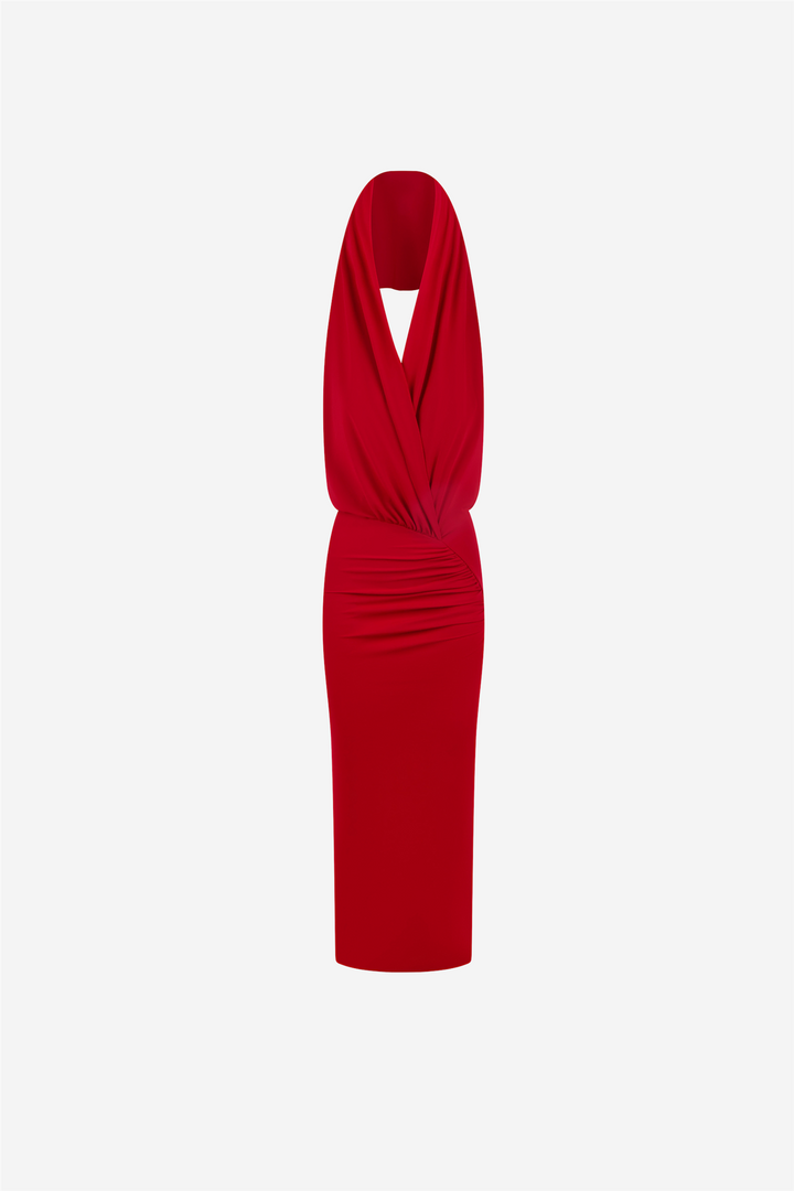 The Andamane Kjoler & jumpsuits Annie Hooded Midi Dress Scarlet