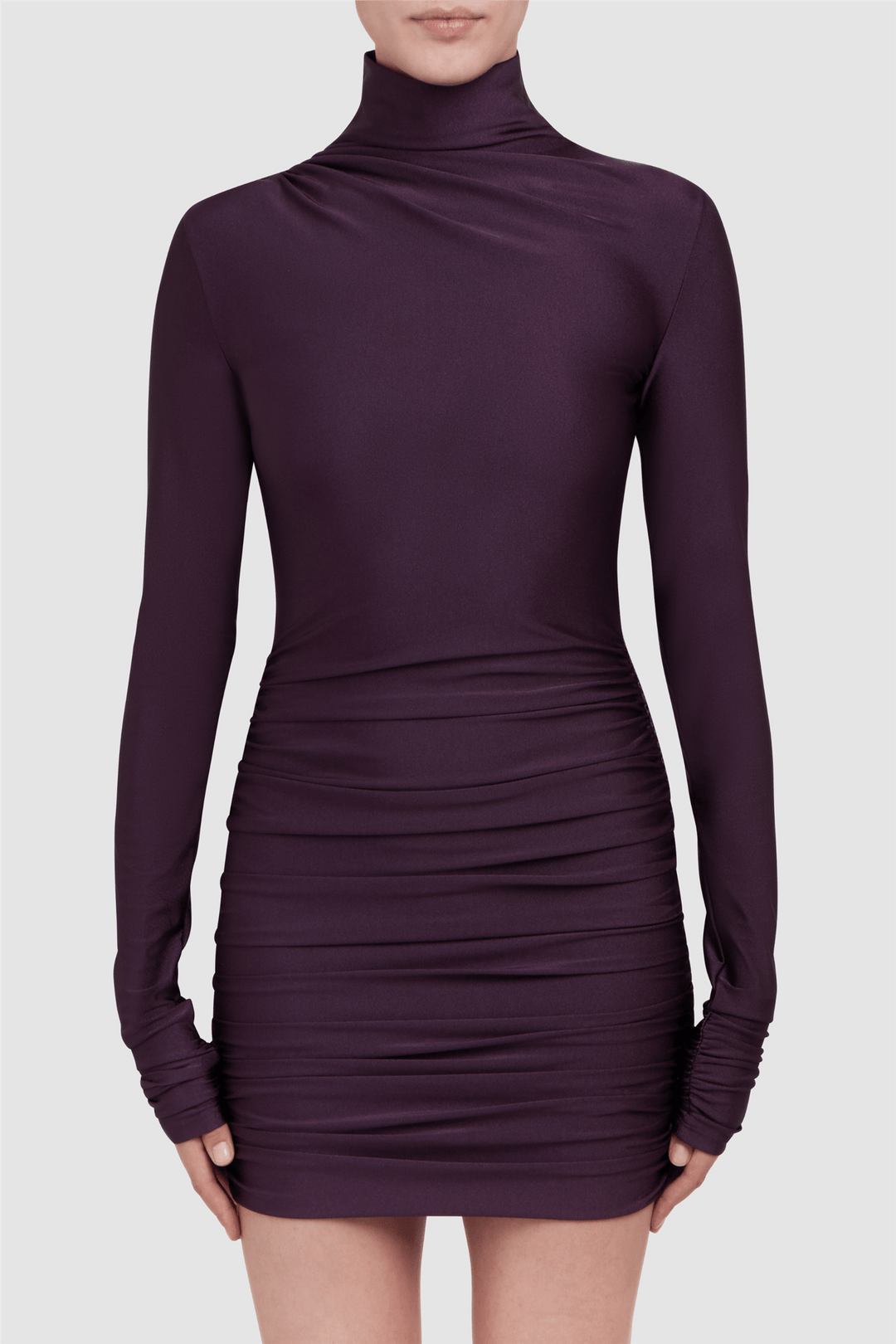The Andamane Kjoler & jumpsuits Oleandra Turtleneck Draped Mini Dress Rouge Noir