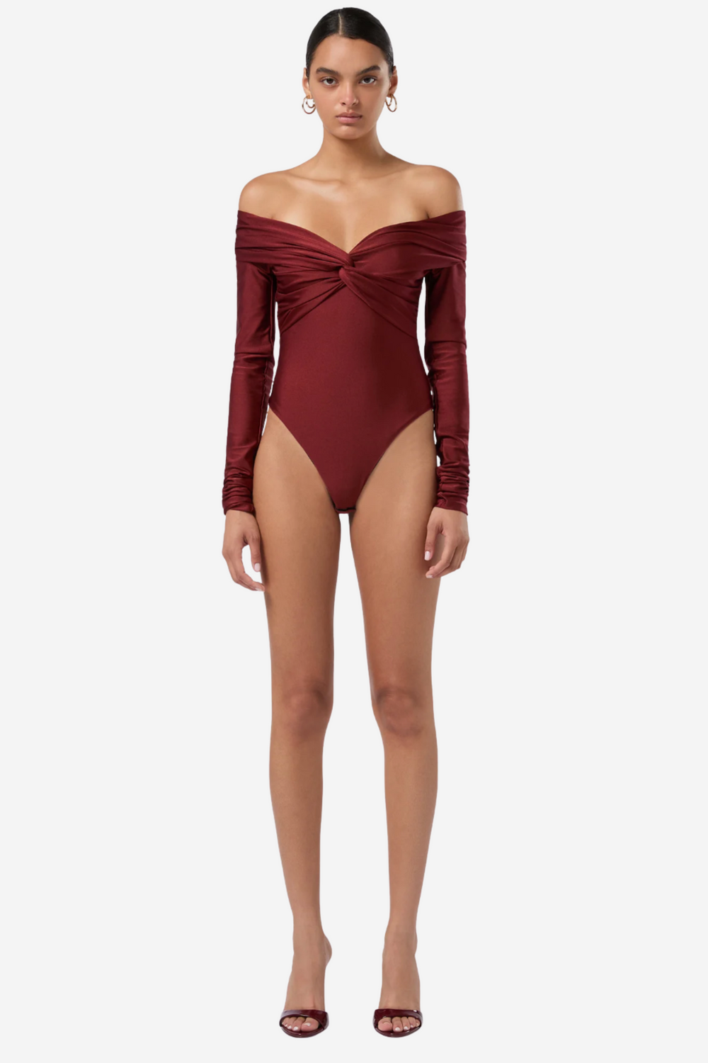 The Andamane Topper & t-skjorter Kendall Bodysuit Off-Shoulder Burgundy