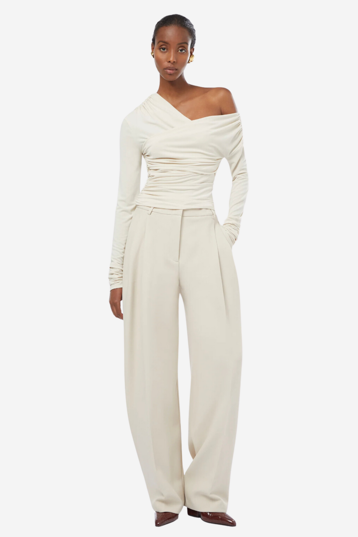 Trixie Top Off Should Detail Top Ivory – Me & My Cousin