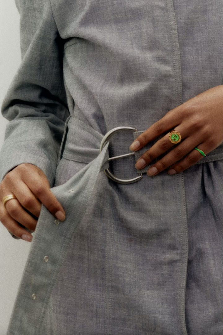 Aura Neon Green Ring Gold