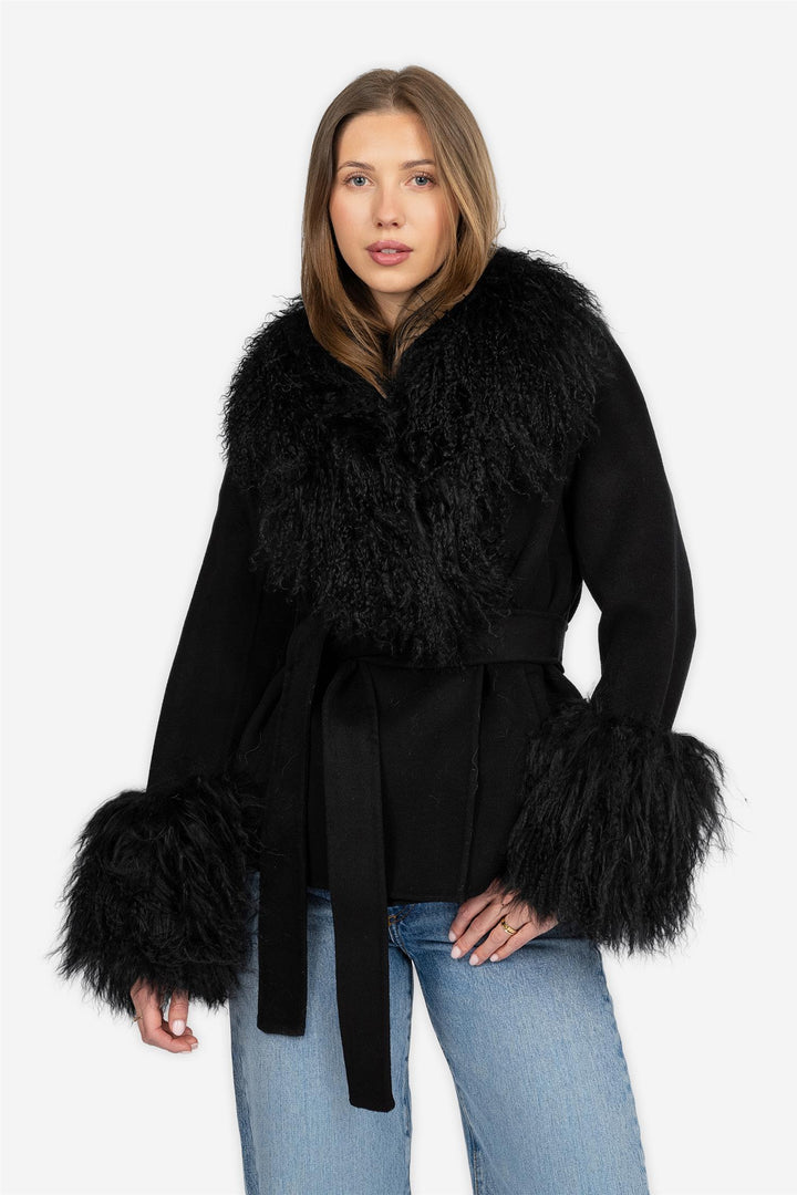 Marta Coat Mongolian Short Black