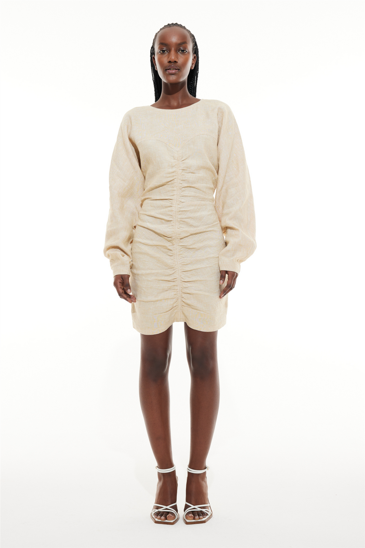 Fitted linen dress hot sale
