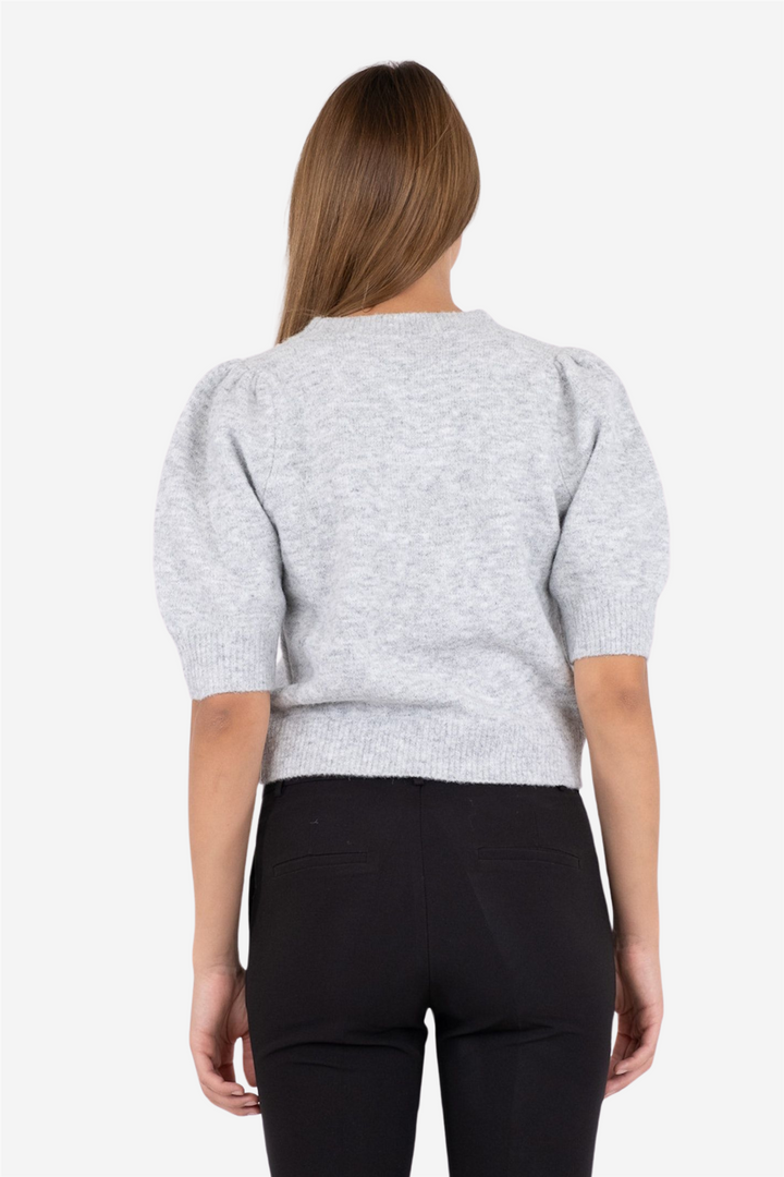 Maia Pearl Knit Tee Light Gray Melange