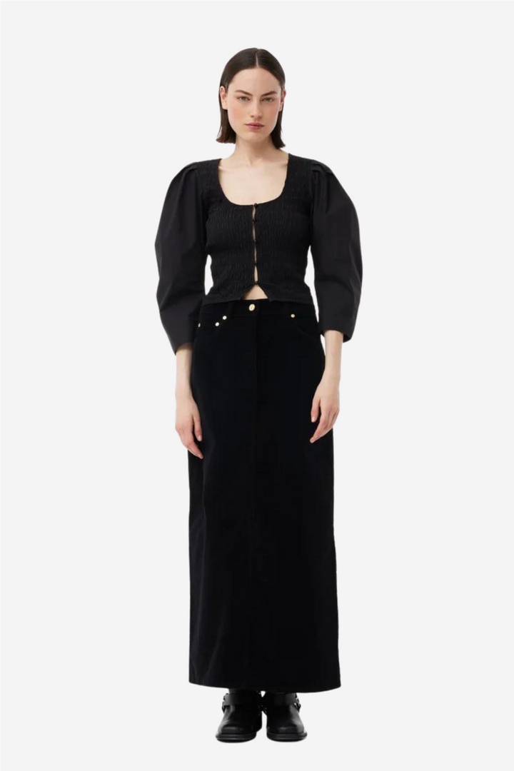 Cotton Poplin Smock Blouse Black