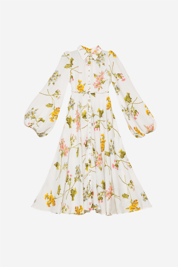 by TiMo Kjoler & jumpsuits Linen Collared Maxi Dress Botanical