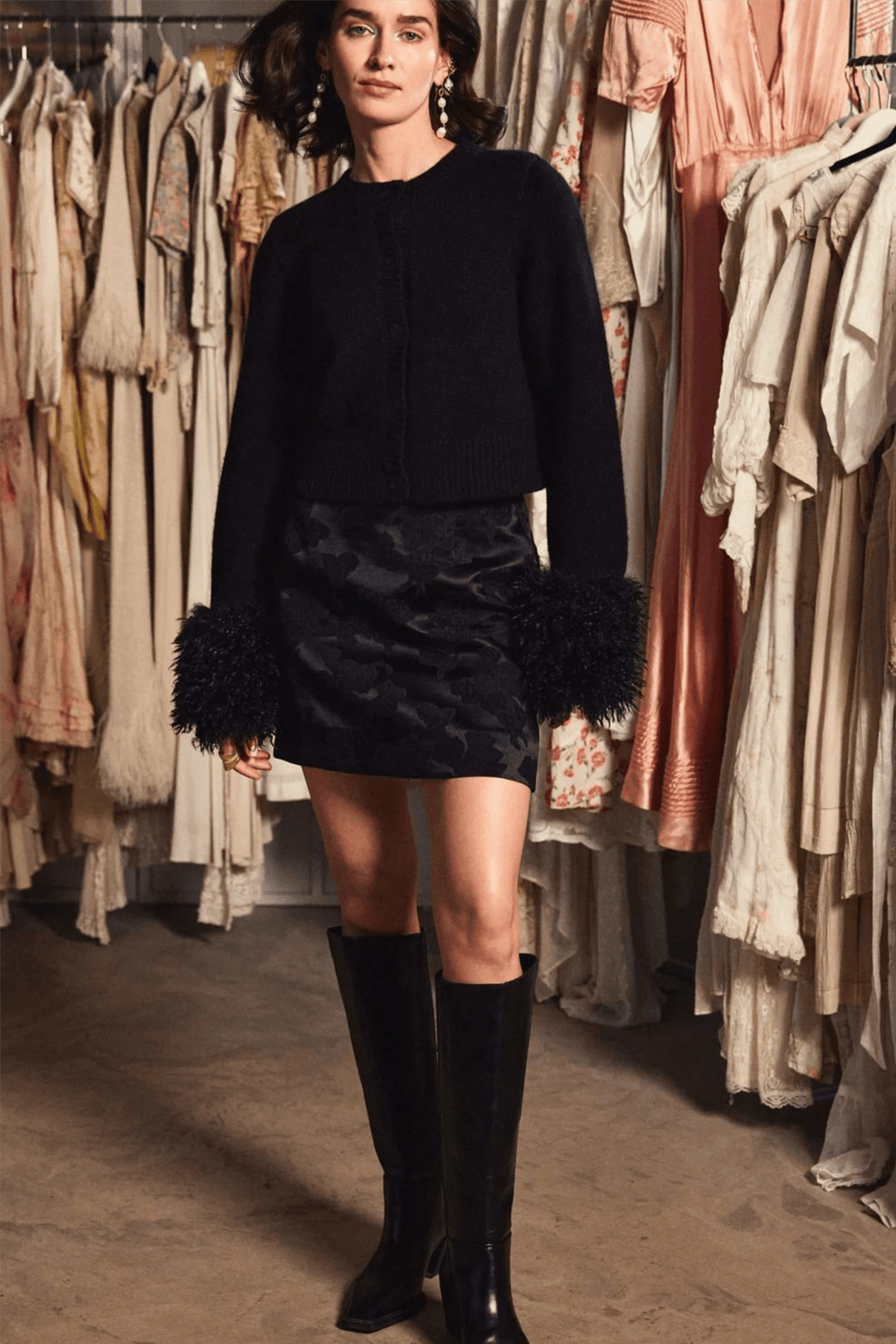 by TiMo Skjørt Silk Jacquard Mini Skirt Black