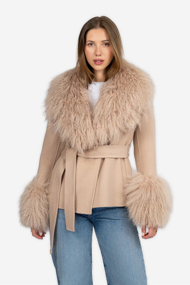 Marta Coat Mongolian Short beige