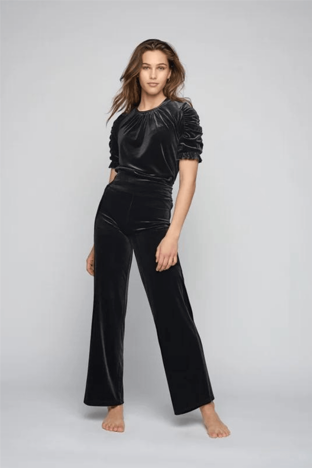 Ella & il T-skjorte Emily Velour Top Black