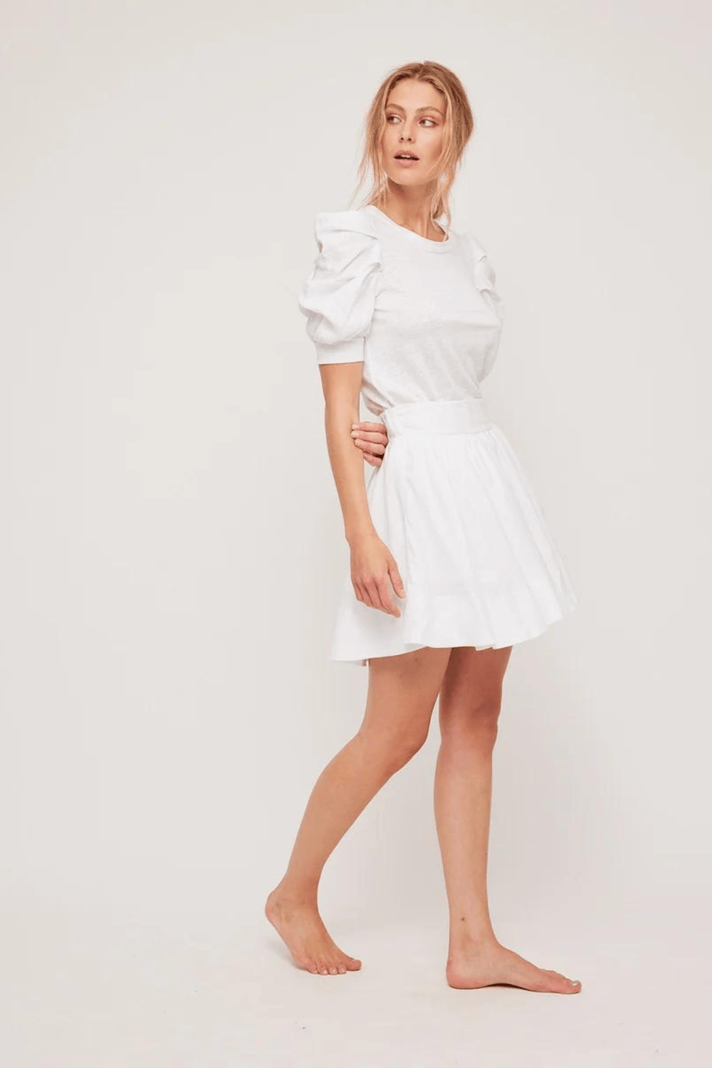 Ella & il T-skjorte NANU LINEN TEE WHITE