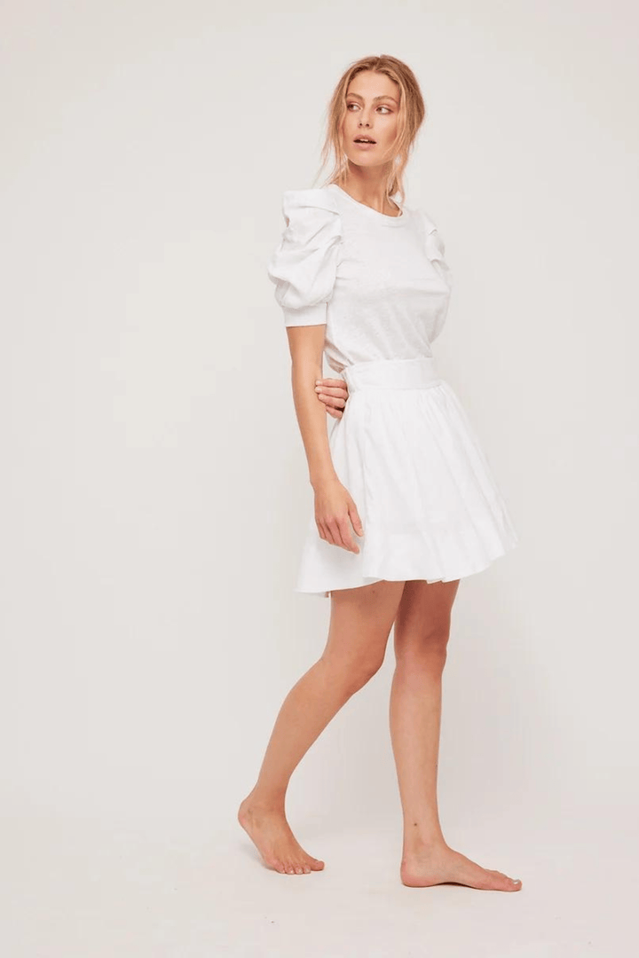 Ella & il T-skjorte NANU LINEN TEE WHITE