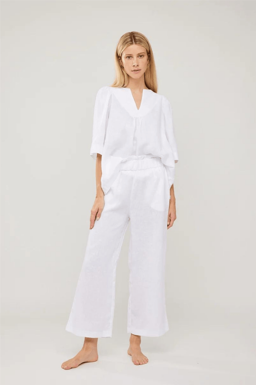 Ella & il Topp Ellie Linen Top White