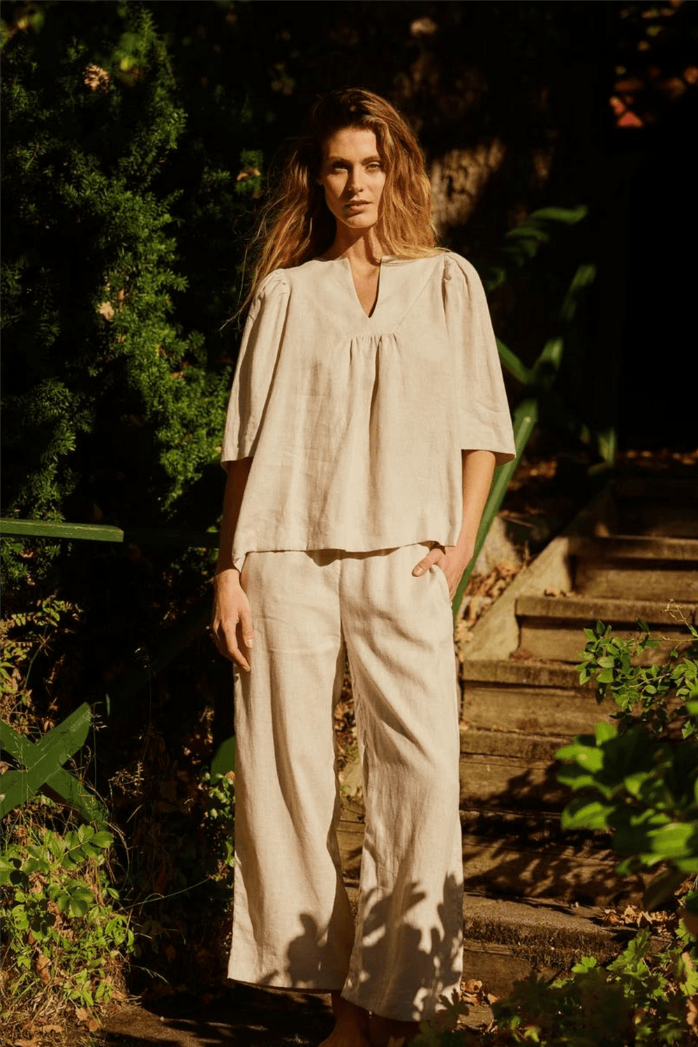 Ella & il Topper & t-skjorter Ellie Linen Top Beige