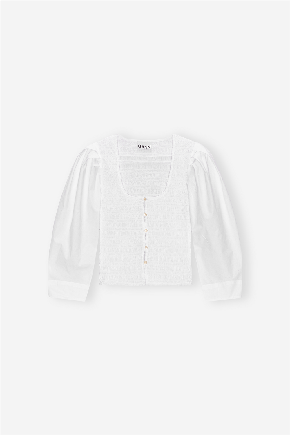 Ganni Bluser & Skjorter Cotton Poplin Smock Blouse Bright White