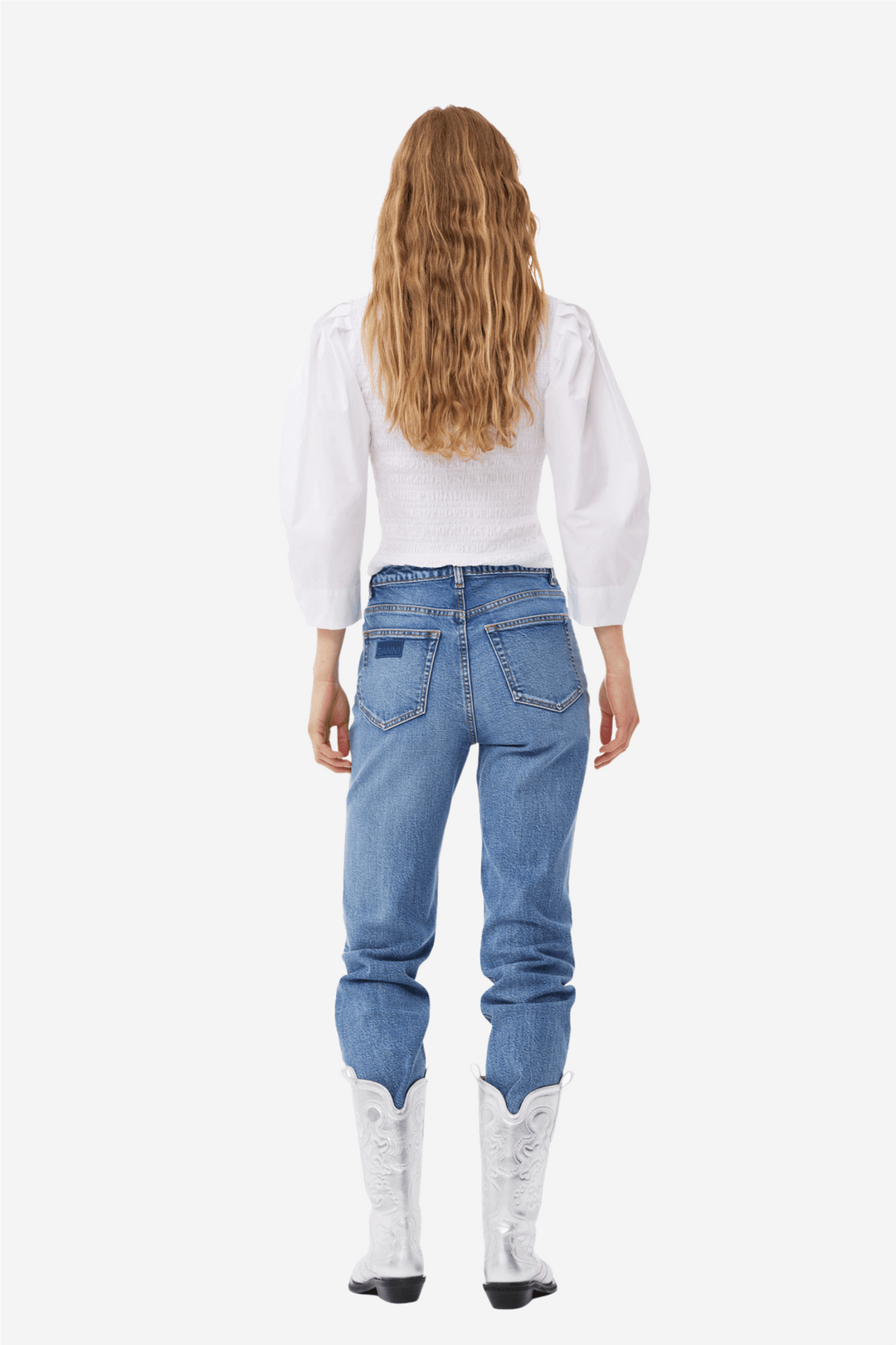 Ganni Bluser & Skjorter Cotton Poplin Smock Blouse Bright White
