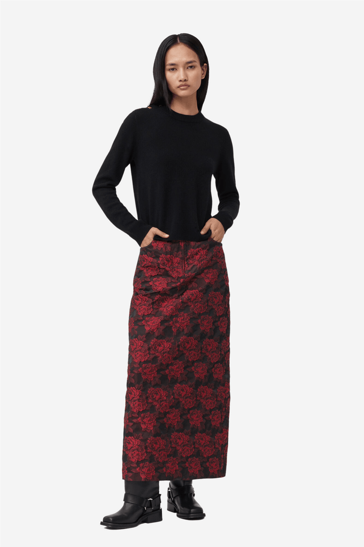 Ganni Genser & Cardigan Cashmere Mix O-Neck Pullover - Solid Black