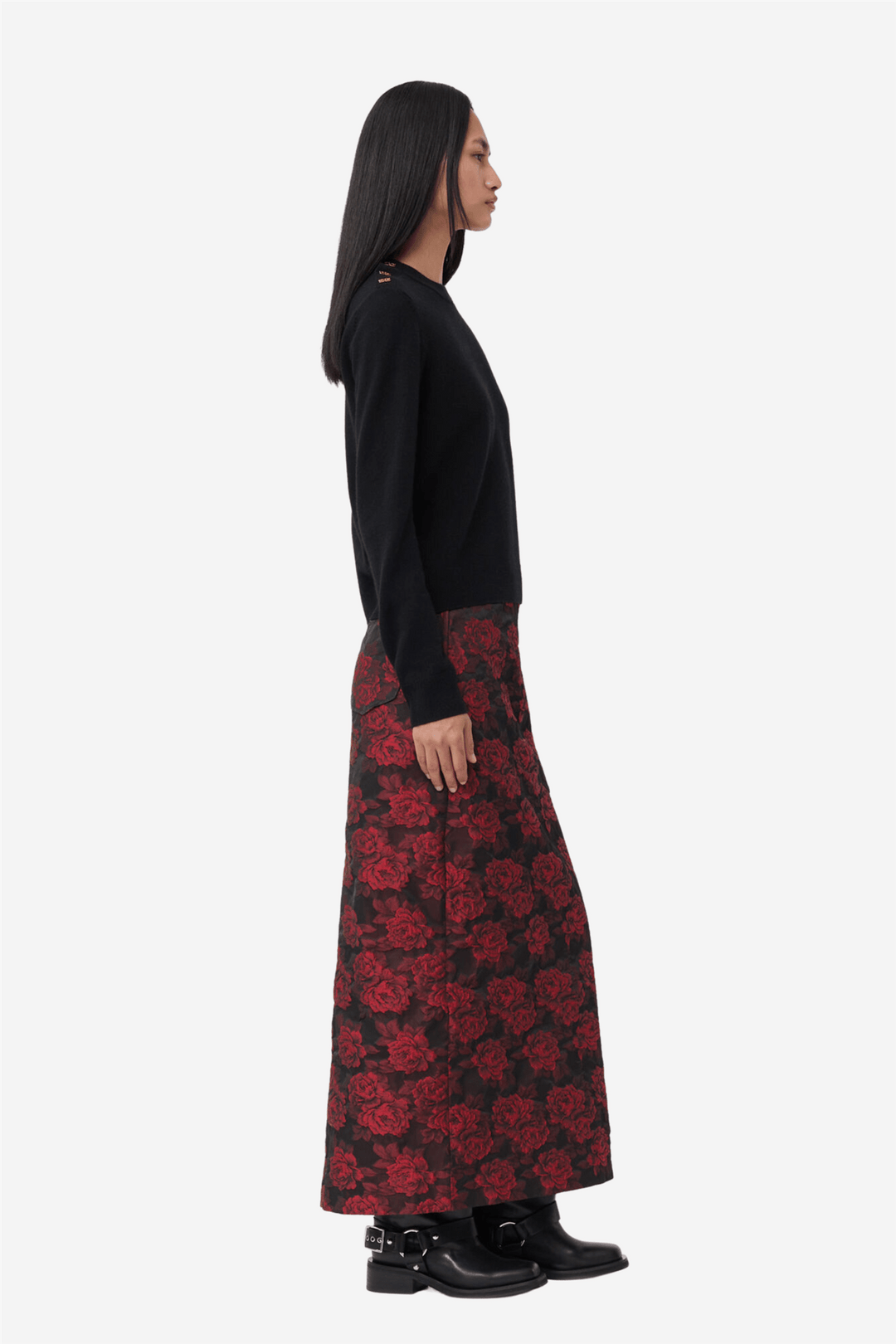 Ganni Genser & Cardigan Cashmere Mix O-Neck Pullover - Solid Black