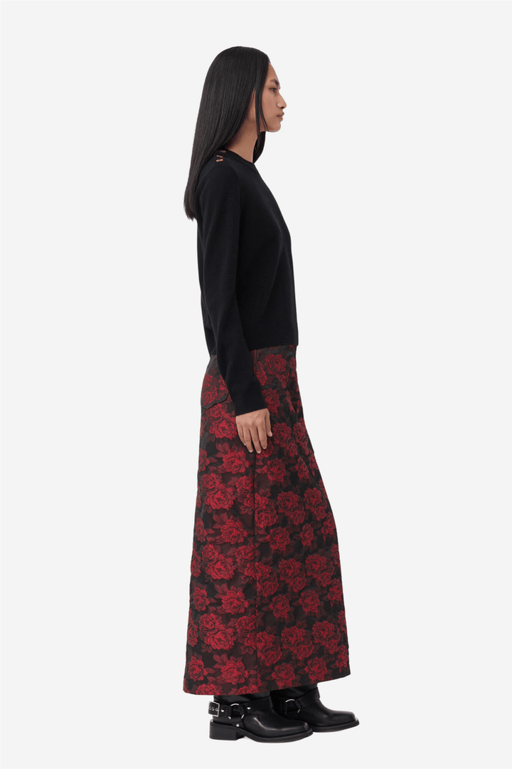 Ganni Genser & Cardigan Cashmere Mix O-Neck Pullover - Solid Black