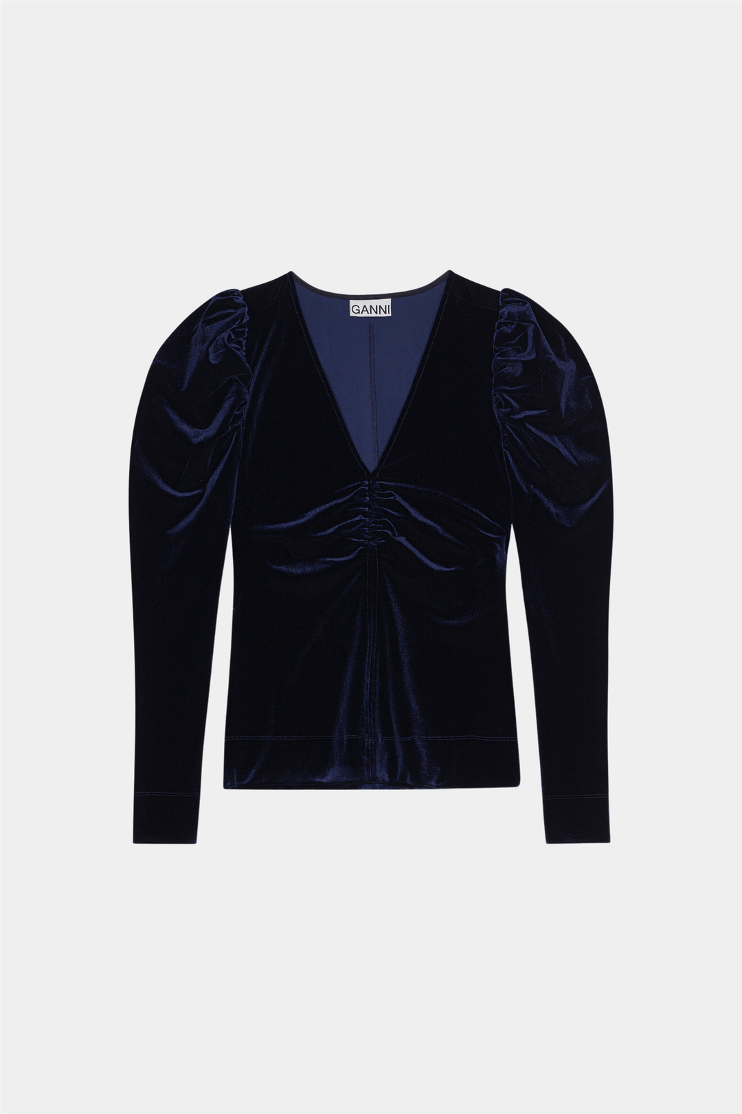 Ganni Genser & Cardigan Velvet Jersey V-neck Blouse